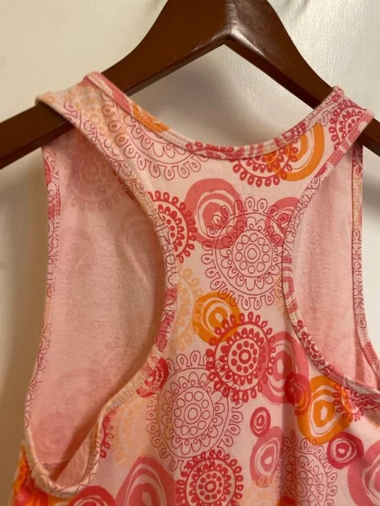 L.L. Bean Pink Orange 100% Cotton Racer Back Girls Dress Size 10 - Picture 6 of 11